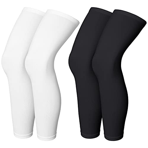 Skylety Compression Leg Sleeve Full Length Leg Sleeves Sports Cycling Leg  Sleeves for Men Women, Running, Basketball (4 Pieces,Black and White,M) 
