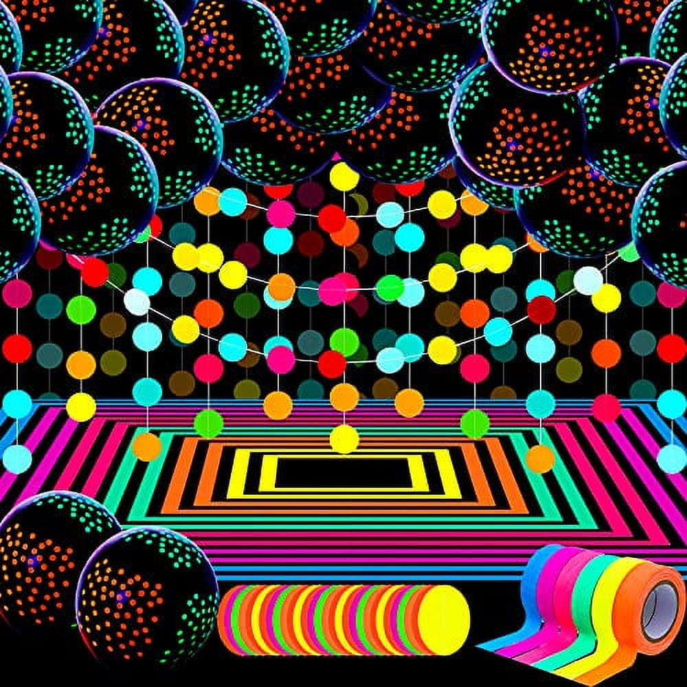 Skylety Decorative Adult Neon Glow Party Supply Sets, Multicolor, 137 Count