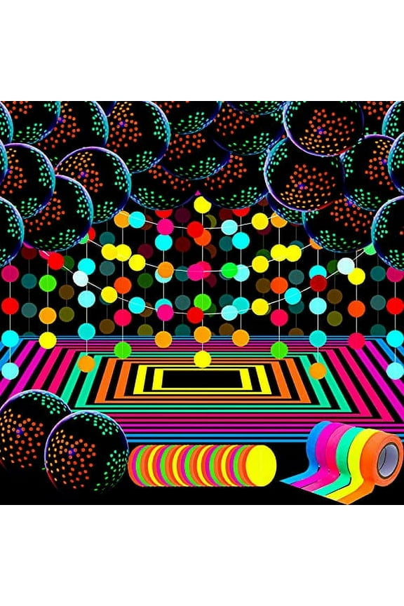 Decorative Adult Neon Glow Party Supply Sets, Multicolor, 137 Count