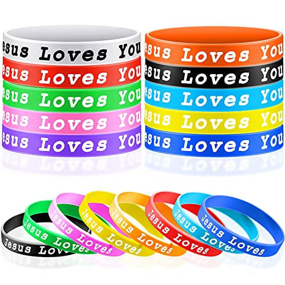 Skylety Jesus Loves You Silicone Wristbands Rubber Wristbands Colorful Jesus Loves You Silicone