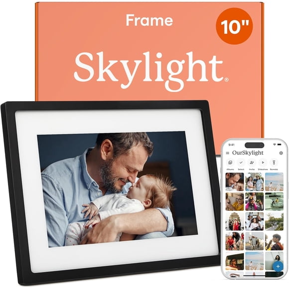 Skylight 10" Digital Picture Frame, 8GB WiFi Touchscreen Photo Frame with Email Sharing and Cloud Storage, Adjustable Orientation - Black