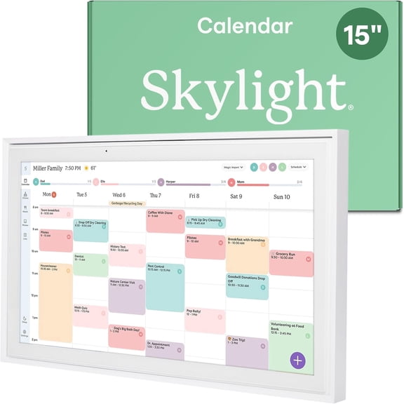 Skylight Calendar 15-inch Touchscreen Digital Calendar, All-in-One Family Organizer and Chore Chart, Wall Mount Included - White