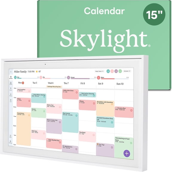 Skylight 15 inch All-in-One Touchscreen Family Calendar and Chore Chart Wall Calendar, White