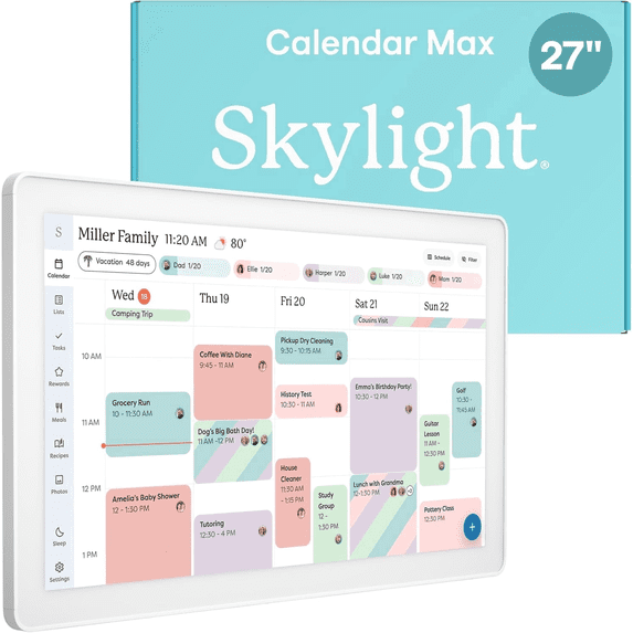 Skylight Calendar Max 27-inch Touchscreen Digital Calendar, All-in-One Family Organizer and Chore Chart, Wall Mountable Planner - Classic White