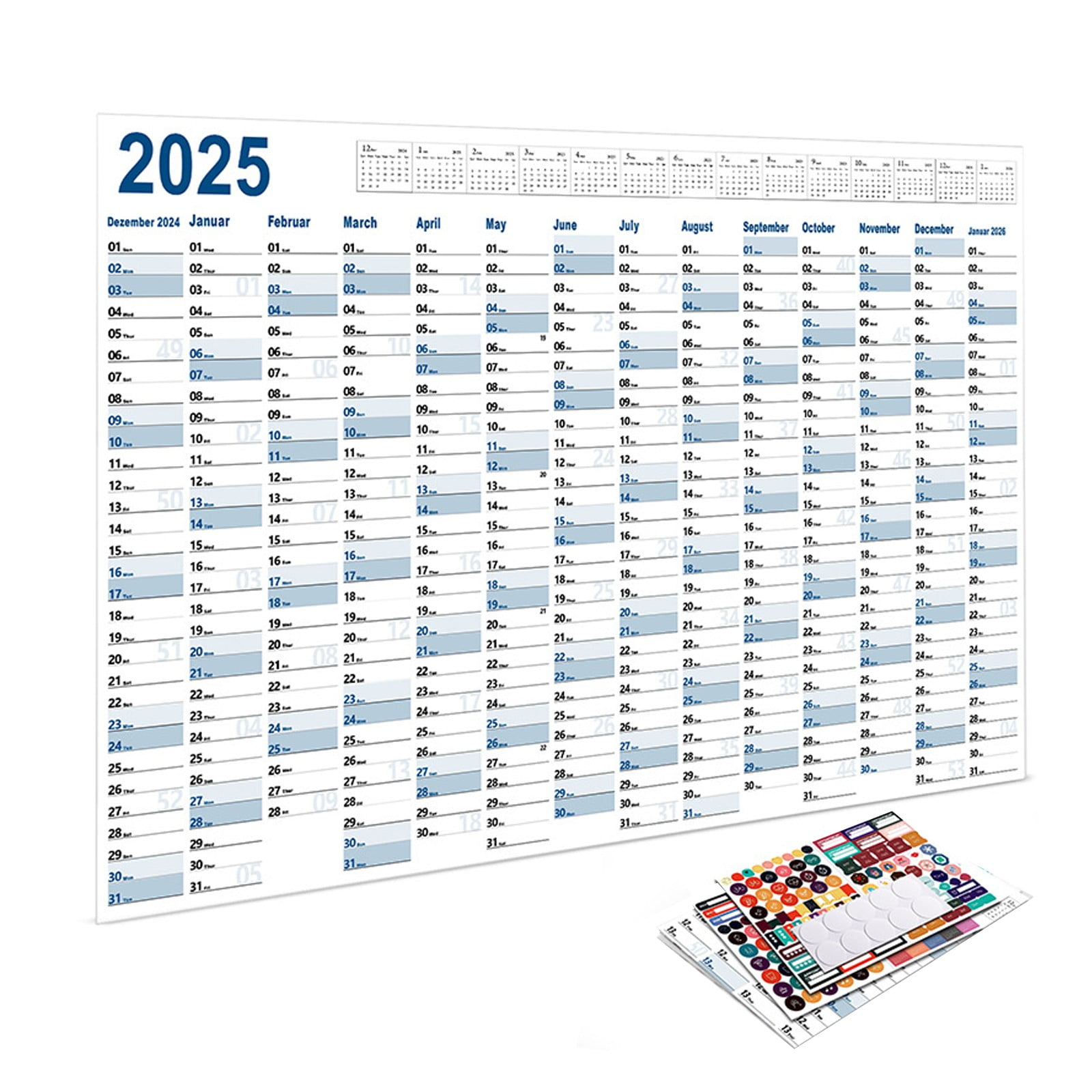 Skylight Calendar 27 Inch,2025 Calendar,Calendar 2025,2025 Foldable