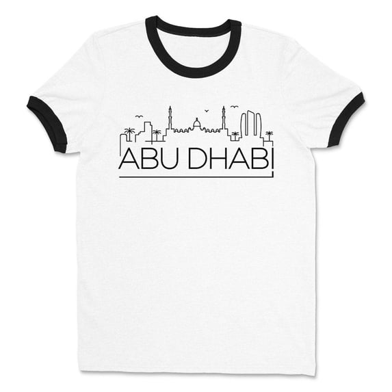 Skyline Abu Dhabi Ringer Tee Shirt Unisex Large White/Black