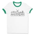 thumbnail image 1 of Skyline Amsterdam Ringer Tee Shirt Unisex 2X-Large White/Kelly Green, 1 of 5