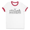 thumbnail image 1 of Skyline Amsterdam Ringer Tee Shirt Unisex Medium White/Red, 1 of 5