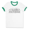 thumbnail image 1 of Skyline Anchorage Ringer Tee Shirt Unisex Small White/Kelly Green, 1 of 5