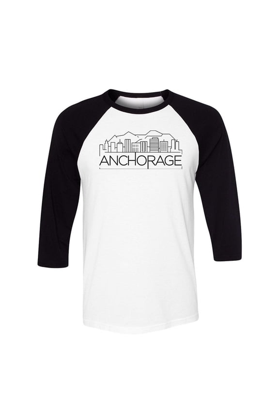 Skyline Anchorage Three-Quarter Raglan Sleeve Baseball Shirt Unisex Small White/Black