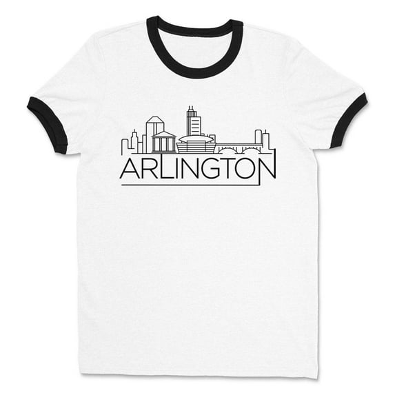 Skyline Arlington Virginia Ringer Tee Shirt Unisex Large White/Black