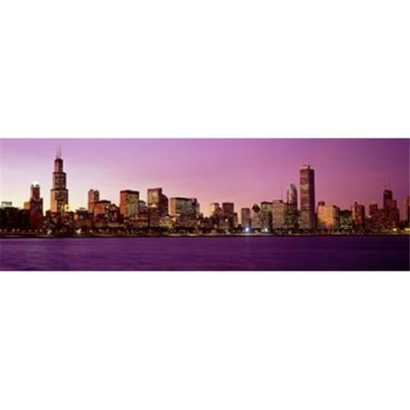 Skyline At Sunset Chicago Illinois USA Poster Print by - 36 x 12