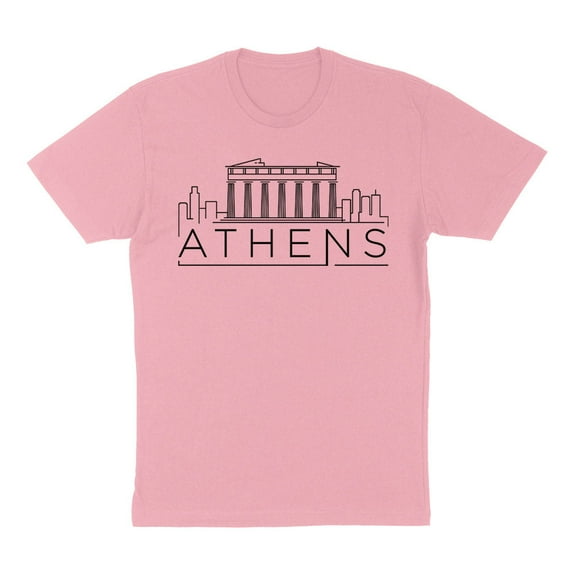Skyline Athens Greece Shirt Unisex Small Pink