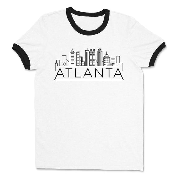 Skyline Atlanta Georgia Ringer Tee Shirt Unisex Small White/Black