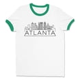 thumbnail image 1 of Skyline Atlanta Georgia Ringer Tee Shirt Unisex Small White/Kelly Green, 1 of 5