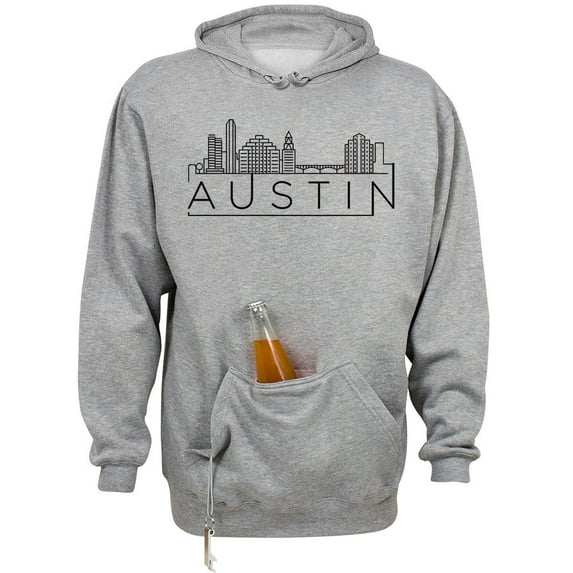 Skyline Austin Texas Beer Holder Tailgate Hoodie Sweatshirt Unisex Large Oxford