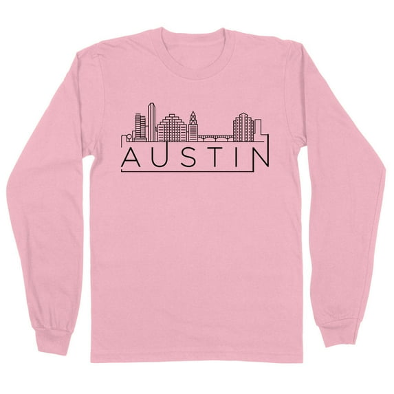 Skyline Austin Texas Long Sleeve Shirt Unisex Medium Pink