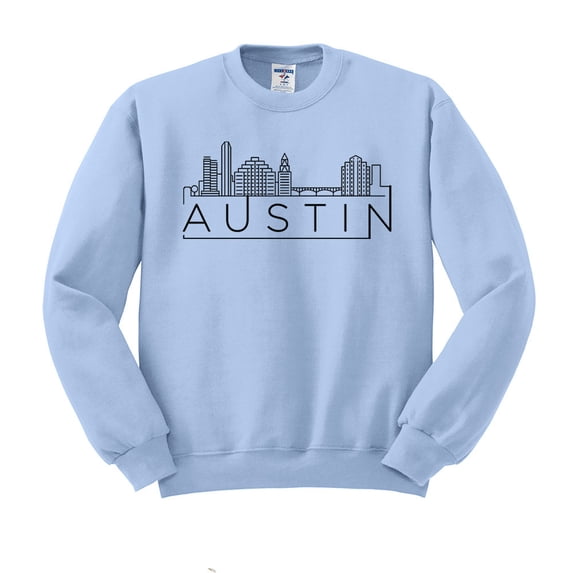 Skyline Austin Texas Sweatshirt Unisex 3X-Large Light Blue