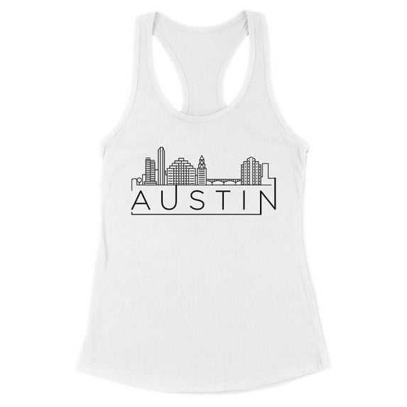 Skyline Austin Texas Tank Top Fitted Racerback Women's Large White