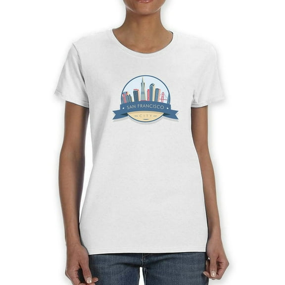 Skyline Badge San Francisco City Women White T-Shirt, Female Small