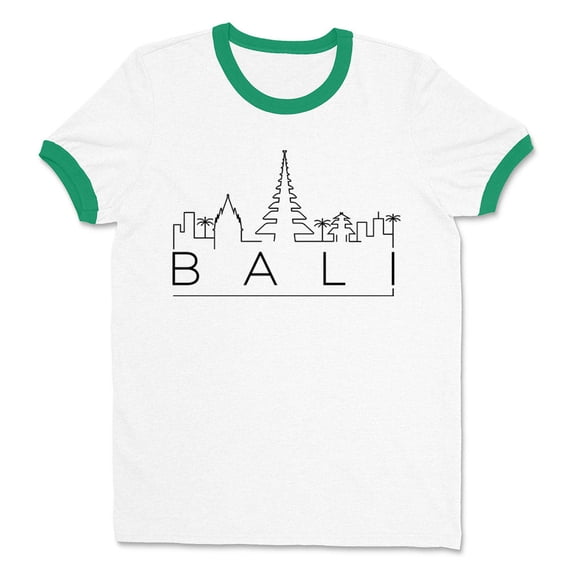 Skyline Bali Ringer Tee Shirt Unisex 2X-Large White/Kelly Green