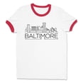 thumbnail image 1 of Skyline Baltimore Maryland Ringer Tee Shirt Unisex Small White/Red, 1 of 5