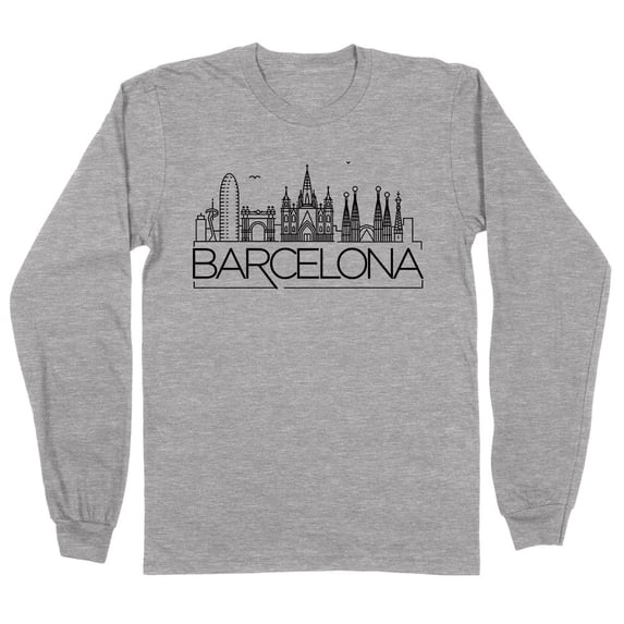 Skyline Barcelona Long Sleeve Shirt Unisex Small Grey