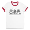 thumbnail image 1 of Skyline Barcelona Ringer Tee Shirt Unisex 2X-Large White/Red, 1 of 5