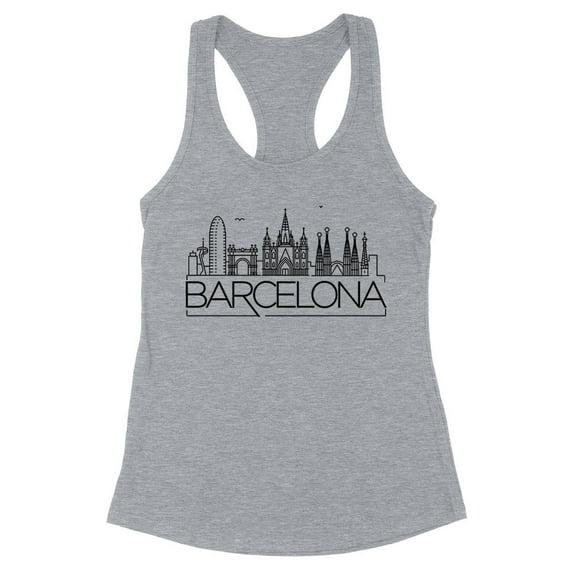 Skyline Barcelona Tank Top Fitted Racerback Women's 2X-Large Heather Grey