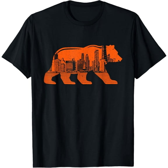 Skyline Bear City Silhouette Urban Graphic Unisex Short Sleeve T-Shirt