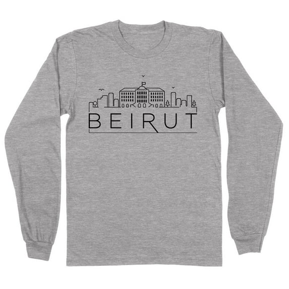 Skyline Beirut Lebanon Long Sleeve Shirt Unisex 5X-Large Grey
