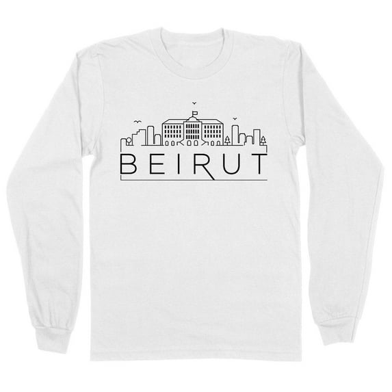 Skyline Beirut Lebanon Long Sleeve Shirt Unisex Large White