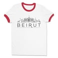 thumbnail image 1 of Skyline Beirut Lebanon Ringer Tee Shirt Unisex 2X-Large White/Red, 1 of 5