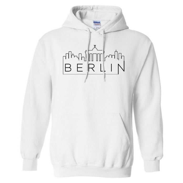 Skyline Berlin Germany Hoodie Sweatshirt Unisex Medium White | Hoodies