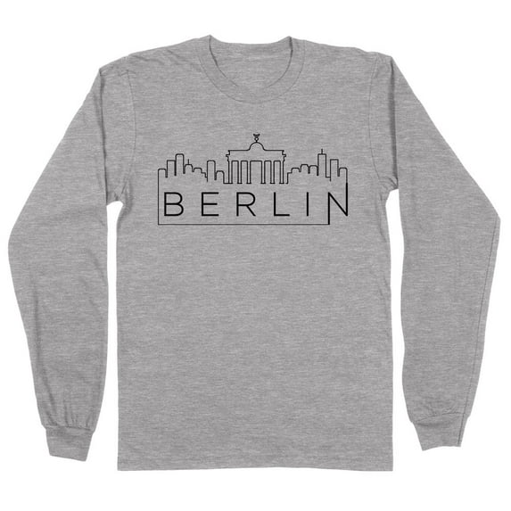 Skyline Berlin Germany Long Sleeve Shirt Unisex X-Large Grey