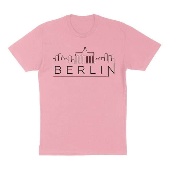 Skyline Berlin Germany Shirt Unisex Small Pink