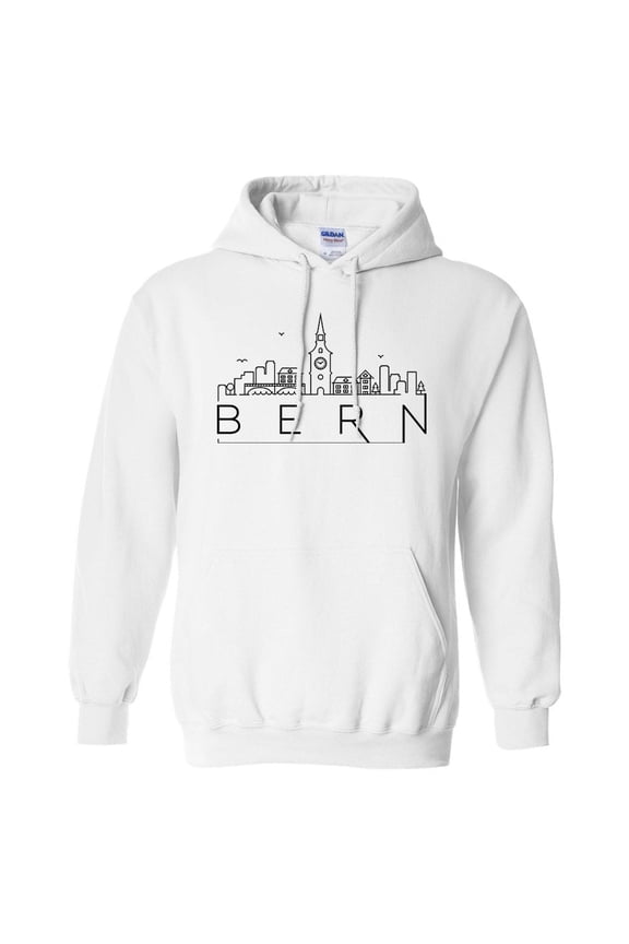 Skyline Bern Switzerland Hoodie Sweatshirt Unisex Small White