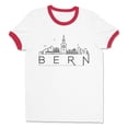 thumbnail image 1 of Skyline Bern Switzerland Ringer Tee Shirt Unisex Large White/Red, 1 of 5