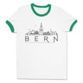 thumbnail image 1 of Skyline Bern Switzerland Ringer Tee Shirt Unisex Small White/Kelly Green, 1 of 5