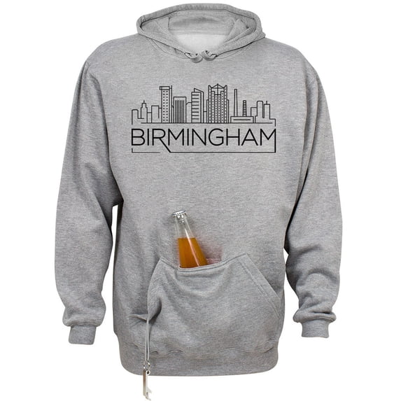 Skyline Birmingham Alabama Beer Holder Tailgate Hoodie Sweatshirt Unisex Large Oxford