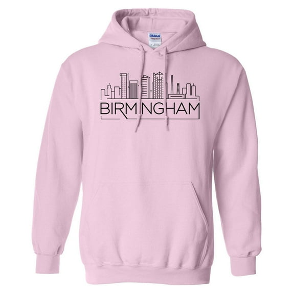 Skyline Birmingham Alabama Hoodie Sweatshirt Unisex Medium Pink