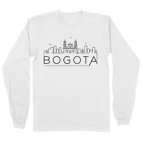 Skyline Bogota Colombia Long Sleeve Shirt Unisex Large White