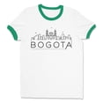 thumbnail image 1 of Skyline Bogota Colombia Ringer Tee Shirt Unisex X-Large White/Kelly Green, 1 of 5