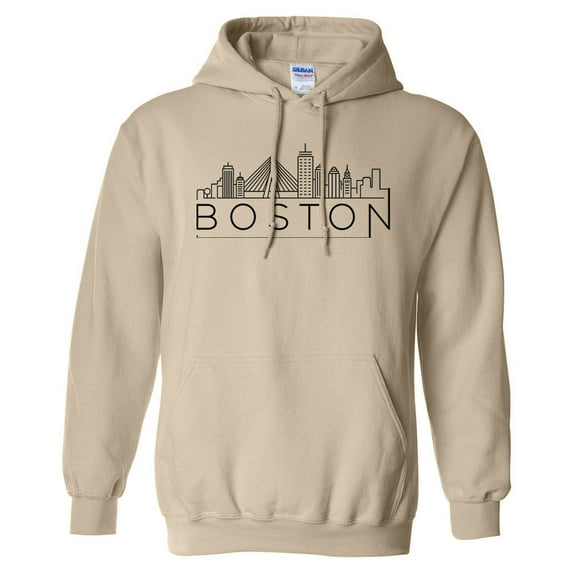 Skyline Boston Massachusetts Hoodie Sweatshirt Unisex Small Sand