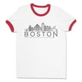 thumbnail image 1 of Skyline Boston Massachusetts Ringer Tee Shirt Unisex Small White/Red, 1 of 1