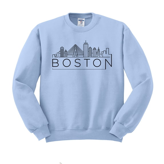 Skyline Boston Massachusetts Sweatshirt Unisex Large Light Blue