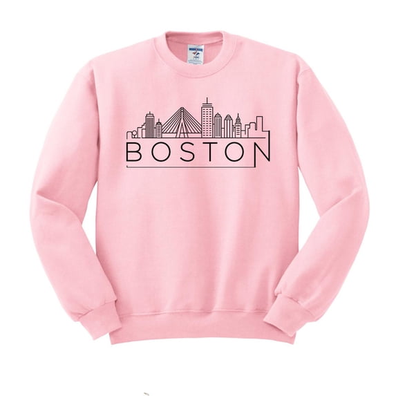 Skyline Boston Massachusetts Sweatshirt Unisex Medium Pink