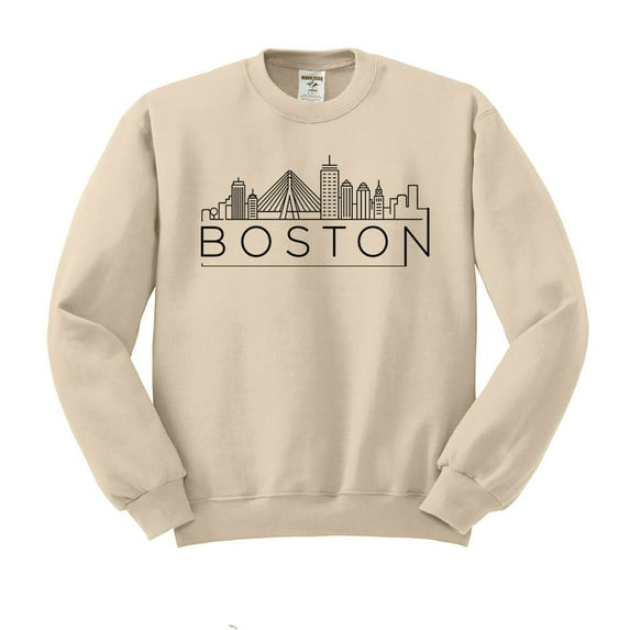 Skyline Boston Massachusetts Sweatshirt Unisex Small Sand