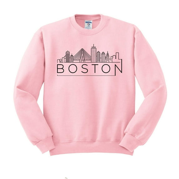 Skyline Boston Massachusetts Sweatshirt Unisex X-Large Pink