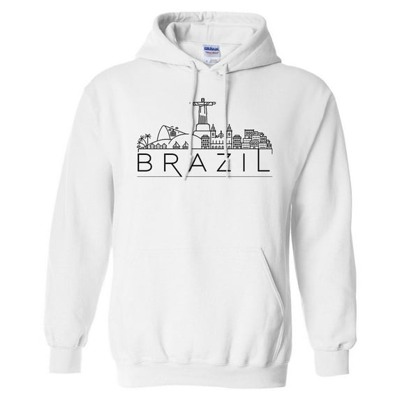 Skyline Brazil Hoodie Sweatshirt Unisex Large White